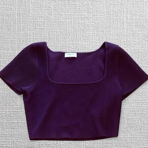 Aritzia Women's Purple and Burgundy Crop-top
